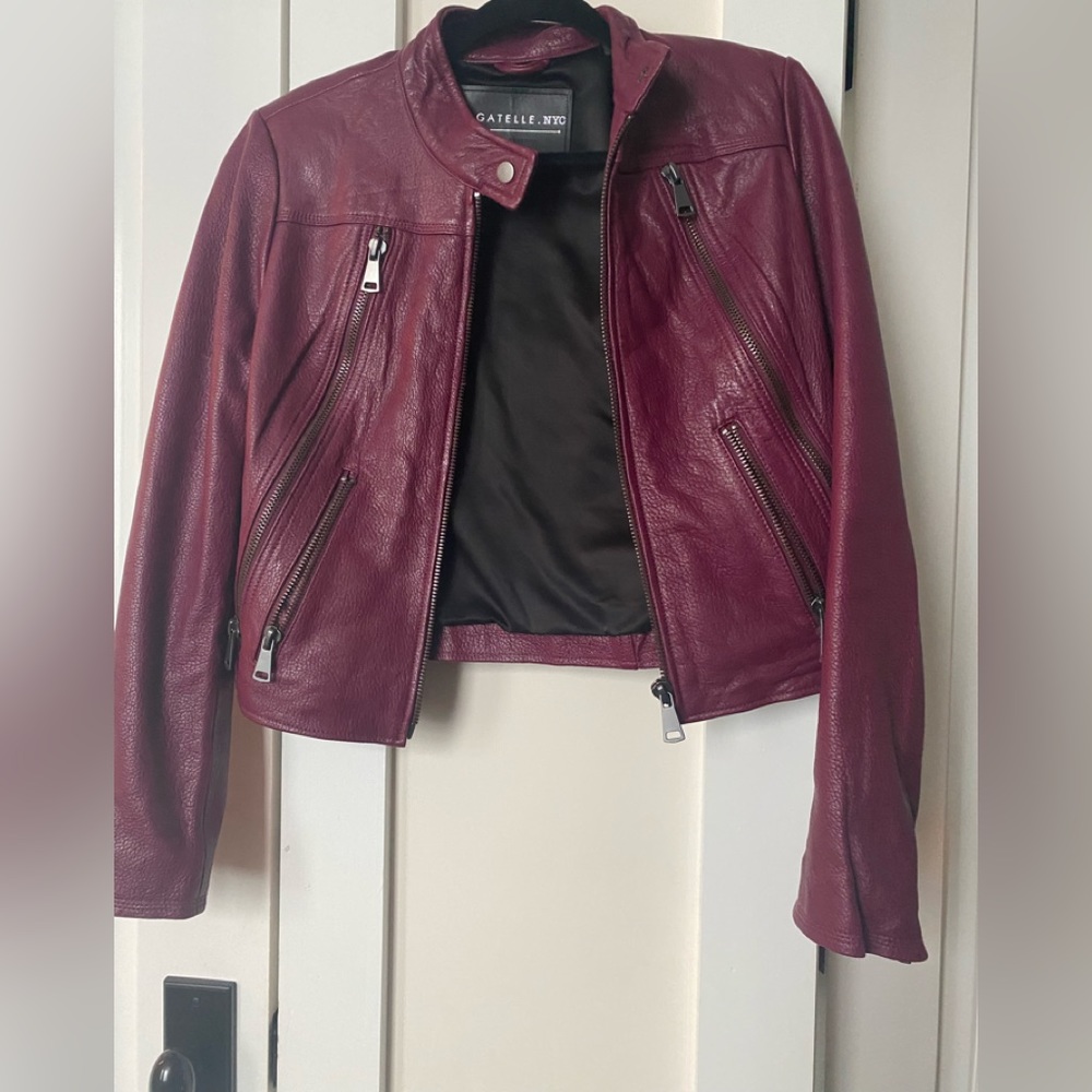 Burgundy Leather Jacket New without tags
